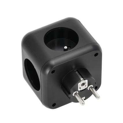 Kištukinio lizdo skirstytuvas su jungikliu LINEA 3x230V + 4xUSB A/C juoda