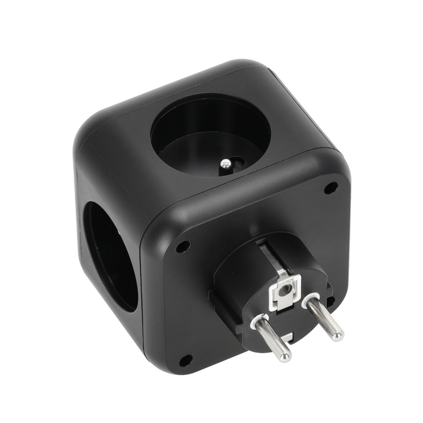 Kištukinio lizdo skirstytuvas su jungikliu LINEA 3x230V + 4xUSB A/C juoda