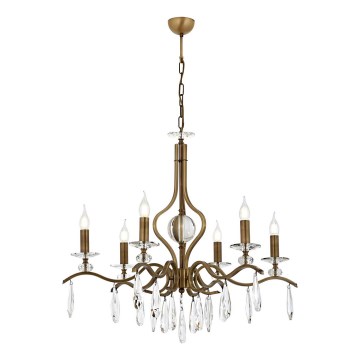 Klasikinis LED šviestuvas su grandine 6xE14/40W/230V bronzinė