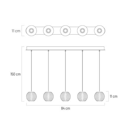 LED Pakabinamas sietynas ESMOND 5xLED/4,8W/230V blizgus chromas