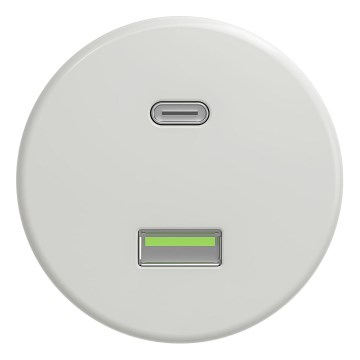 Kliklap - baltas keramikinis retro USB lizdas A+C be rėmelio