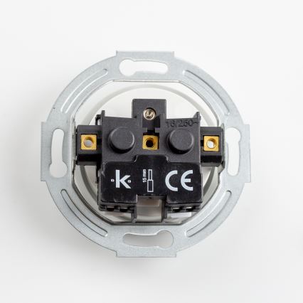 Kliklap - dviguba retro rozetė su rėmeliu, 230 V, sniego baltos spalvos