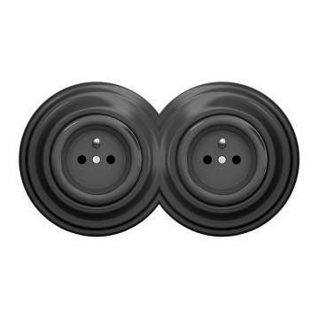 Kliklap - Dviguba retro sieninė rozetė su rėmeliu 230V, antracito spalvos