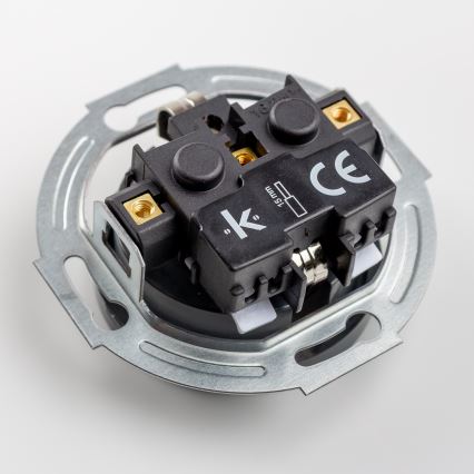 Kliklap - Dvigubas retro namų lizdas su SCHUKO rėmeliu, 230V, antracitas