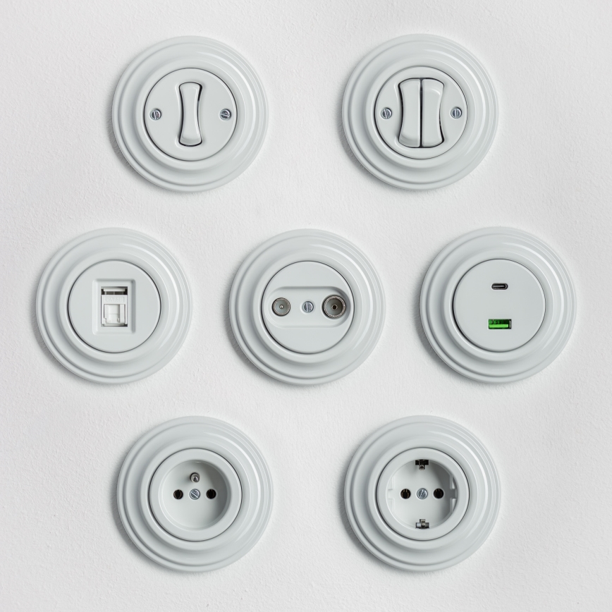 Kliklap - paprastas retro keraminis baltas rėmelis