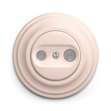 Kliklap - Retro abonentinė TV+R rozetė (galinė) su rėmeliu, senovinės rožinės spalvos