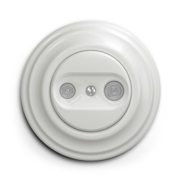 Kliklap - Retro antenos lizdas TV+FM (grandininis) su keraminiu baltu rėmu