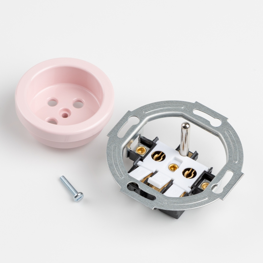 Kliklap - Retro buitinė rozetė be rėmelio 230V vintažinė rožinė