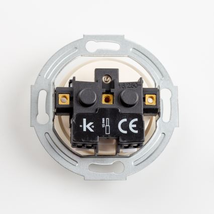 Kliklap - retro buitinė rozetė su rėmeliu 230V smėlio spalvos