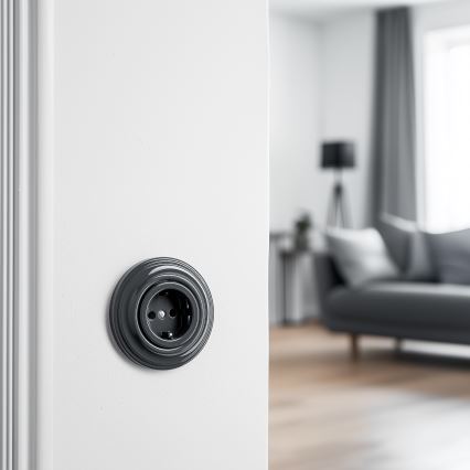 Kliklap - Retro buitinė rozetė su rėmeliu SCHUKO 230V/16A antracitas