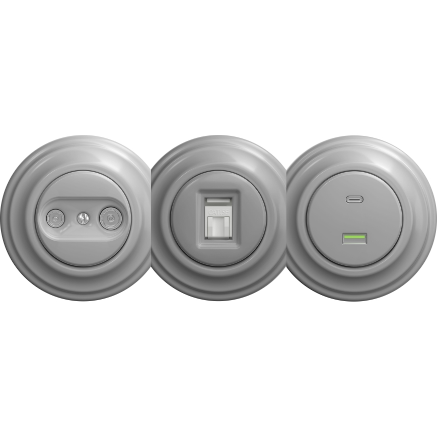 Kliklap - Retro duomenų lizdas be rėmelio pilkas