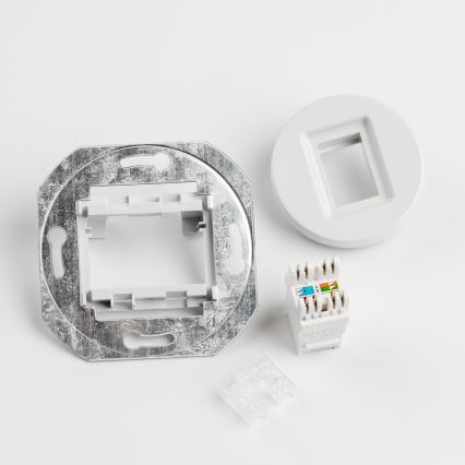 Kliklap - Retro duomenų lizdas su rėmeliu, sniego baltos spalvos