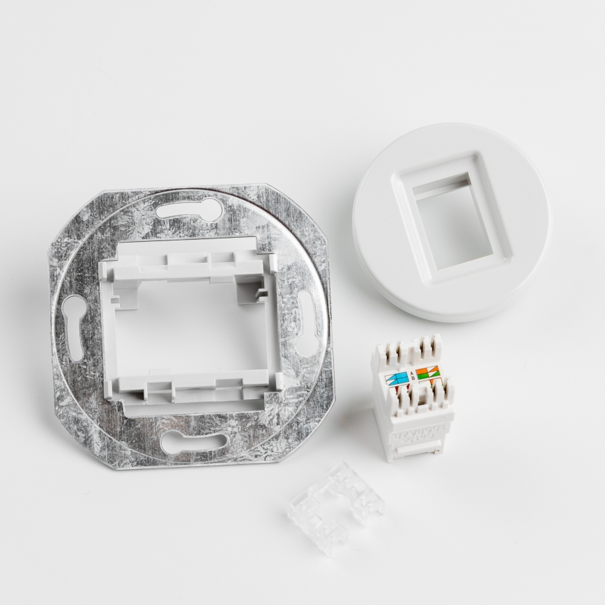 Kliklap - Retro duomenų lizdas su rėmeliu, sniego baltos spalvos