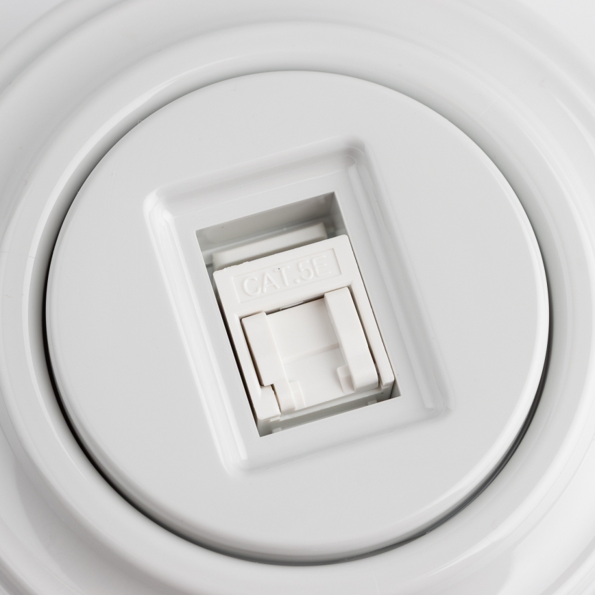 Kliklap - Retro duomenų lizdas su rėmeliu, sniego baltos spalvos