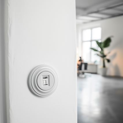 Kliklap - Retro duomenų lizdas su rėmeliu, sniego baltos spalvos