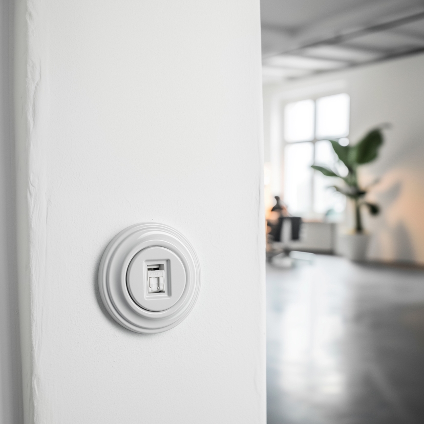 Kliklap - Retro duomenų lizdas su rėmeliu, sniego baltos spalvos