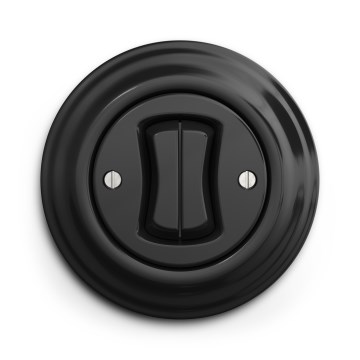 Kliklap - Retro dvigubas laiptinis jungiklis su rėmeliu Nr. 6+6 juodas