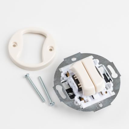 Kliklap - Retro dvigubas laiptų jungiklis be rėmo nr. 6+6 smėlio spalvos