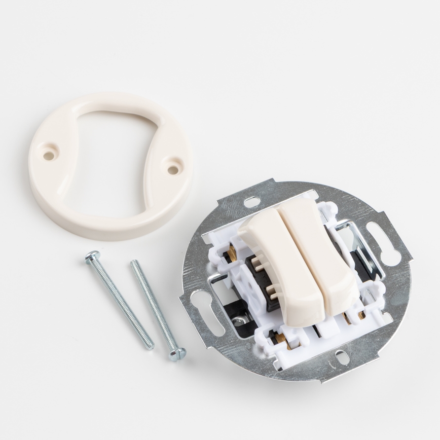 Kliklap - Retro dvigubas laiptų jungiklis be rėmo nr. 6+6 smėlio spalvos