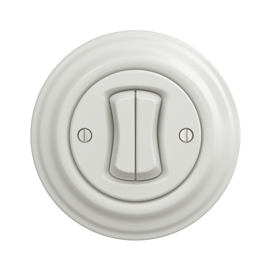 Kliklap - Retro dvigubas laiptų jungiklis su rėmeliu nr. 6+6 baltas