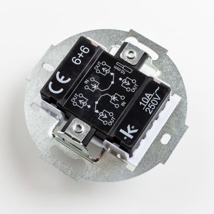 Kliklap - retro dvigubas laiptų jungiklis su rėmeliu nr. 6+6, keraminės baltos spalvos