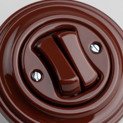 Kliklap - Retro dvigubas laiptų jungiklis su rėmeliu nr. 6+6 rudas