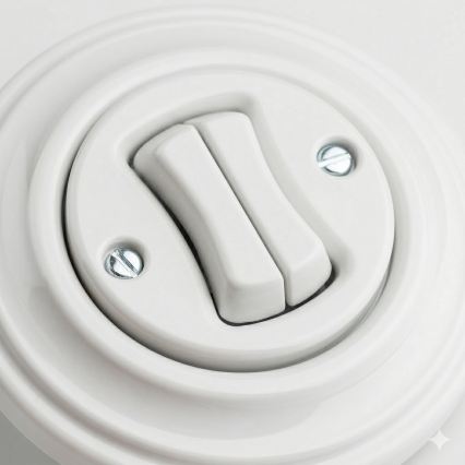 Kliklap - Retro dvigubas laiptų jungiklis su rėmeliu Nr. 6+6 sniego baltas