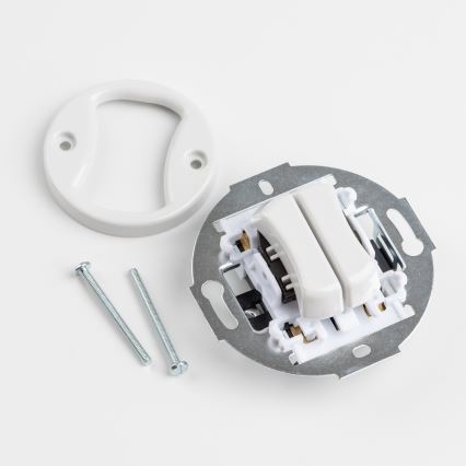 Kliklap - Retro dvigubas mygtukas su rėmeliu, sniego baltos spalvos