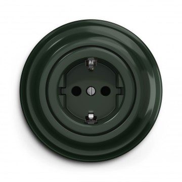 Kliklap - Retro elektros lizdas namams su SCHUKO rėmeliu 230V/16A žalias