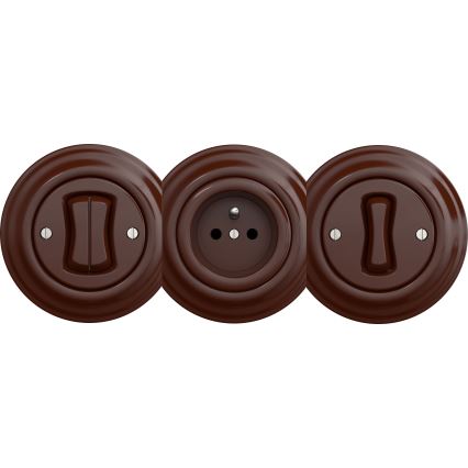 Kliklap - Retro kryžminis jungiklis be rėmelio nr. 7 be rėmelio rudos spalvos