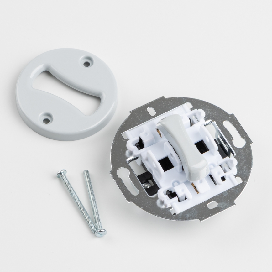 Kliklap - retro kryžminis jungiklis su Nr. 7 rėmeliu, pilkas