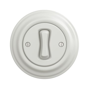 Kliklap - Retro kryžminis jungiklis su rėmeliu Nr. 7, keraminis, baltos spalvos