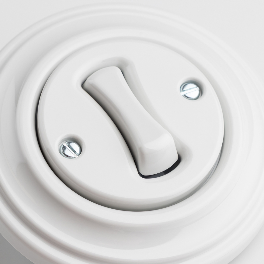 Kliklap - Retro kryžminis jungiklis su rėmeliu Nr. 7, sniego baltos spalvos