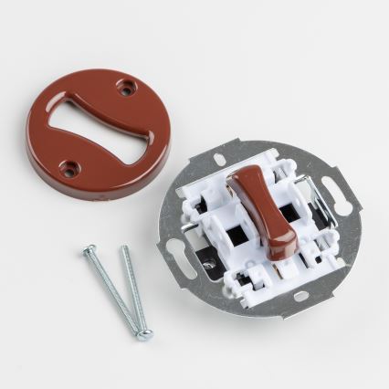 Kliklap – retro laiptų jungiklis su Nr. 6 rudos spalvos rėmeliu