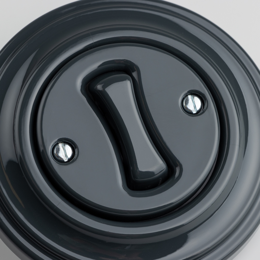 Kliklap - Retro laiptų jungiklis su rėmeliu Nr. 6 antracito spalvos