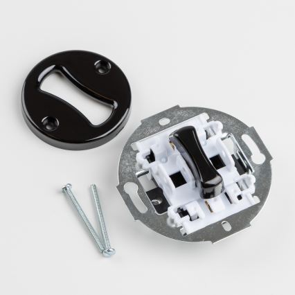 Kliklap - retro laiptų jungiklis su rėmeliu Nr. 6, juodas