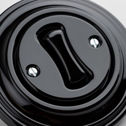 Kliklap - retro laiptų jungiklis su rėmeliu Nr. 6, juodas