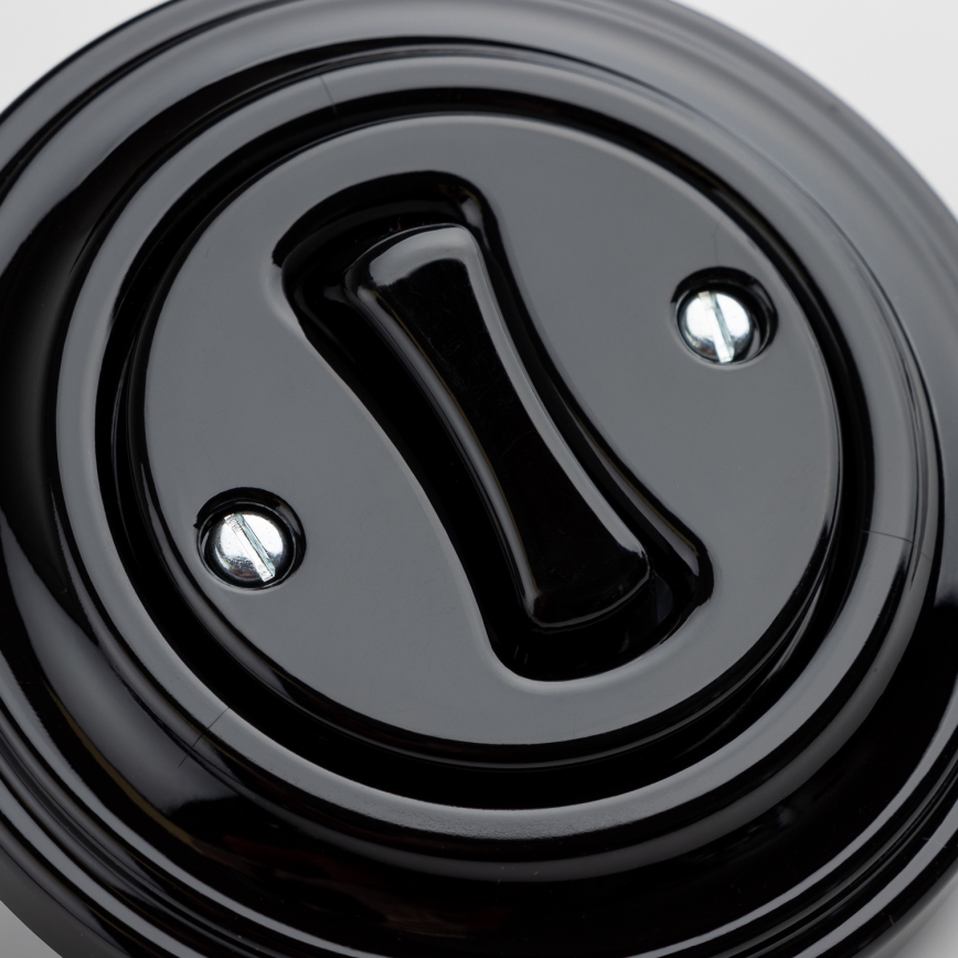 Kliklap - retro laiptų jungiklis su rėmeliu Nr. 6, juodas