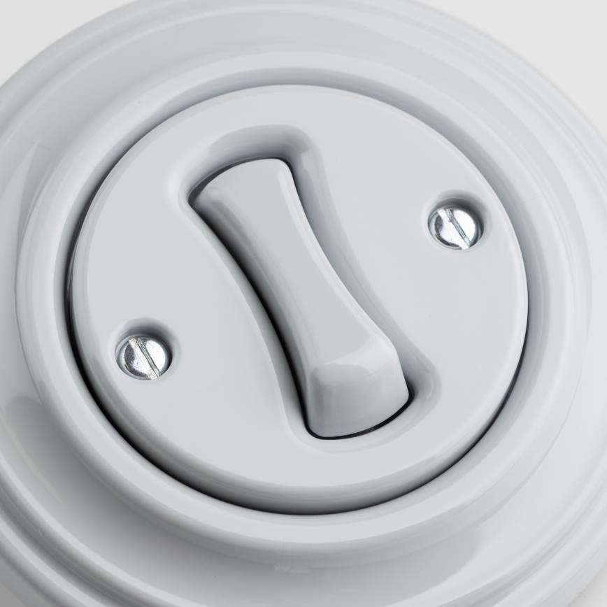 Kliklap - retro laiptų jungiklis su rėmeliu Nr. 6 pilkas