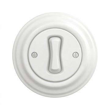 Kliklap - Retro laiptų jungiklis su rėmeliu Nr. 6, sniego baltos spalvos