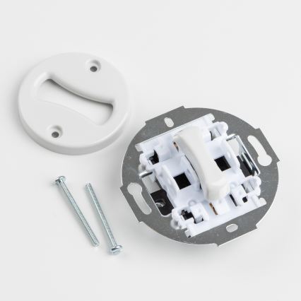 Kliklap - Retro laiptų jungiklis su rėmeliu Nr. 6, sniego baltos spalvos