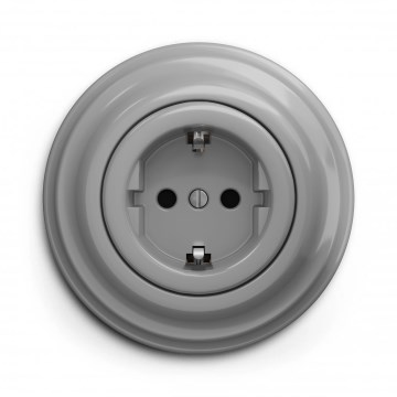 Kliklap - Retro lizdas namams su rėmeliu SCHUKO 230V/16A pilkas