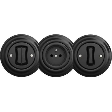 Kliklap - Retro mygtukas be rėmelio, juodas