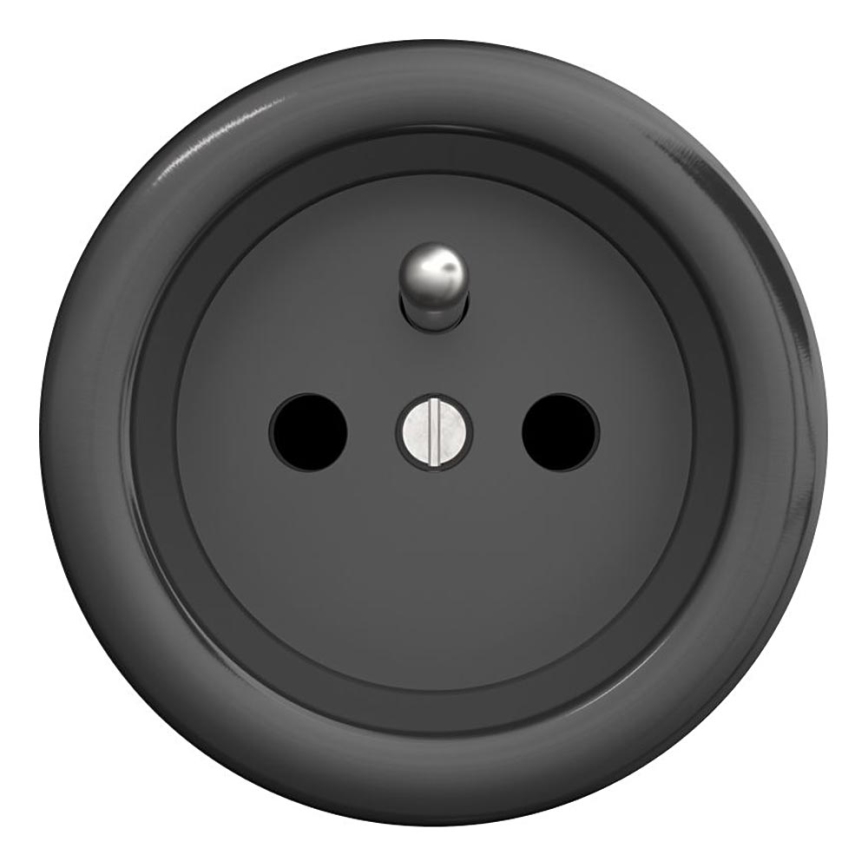 Kliklap - Retro namų elektros lizdas be rėmelio, 230 V, antracitas