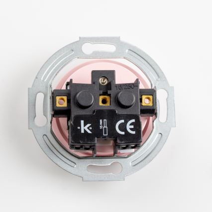 Kliklap - Retro namų elektros lizdas su rėmeliu, 230 V, vintažinė rožinė