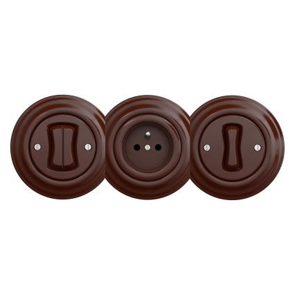 Kliklap - Retro namų kištukinis lizdas be rėmelio SCHUKO 230V/16A rudas