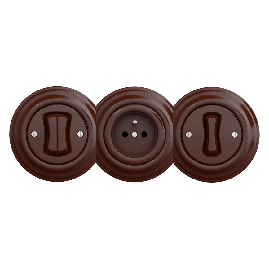 Kliklap - Retro namų kištukinis lizdas be rėmelio SCHUKO 230V/16A rudas