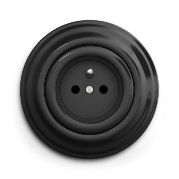 Kliklap - retro namų kištukinis lizdas su rėmeliu, 230 V, juodas