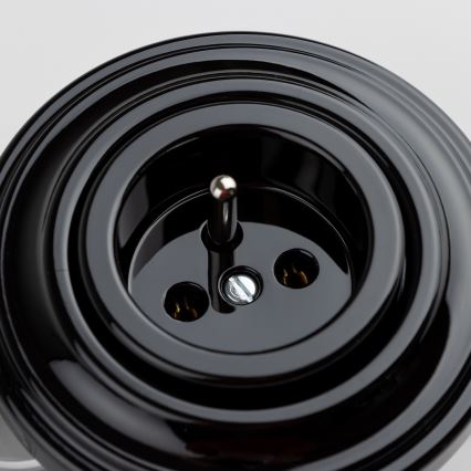 Kliklap - retro namų kištukinis lizdas su rėmeliu, 230 V, juodas