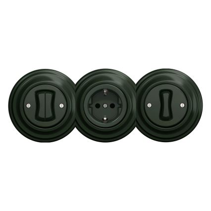 Kliklap - Retro namų lizdas be rėmelio SCHUKO 230V/16A žalias